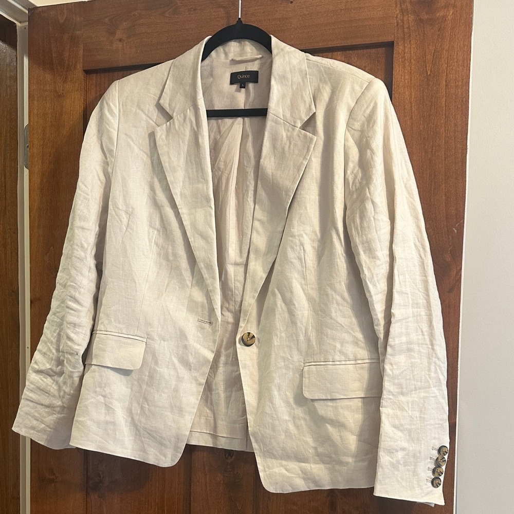 Quince Light Beige Linen Blazer
